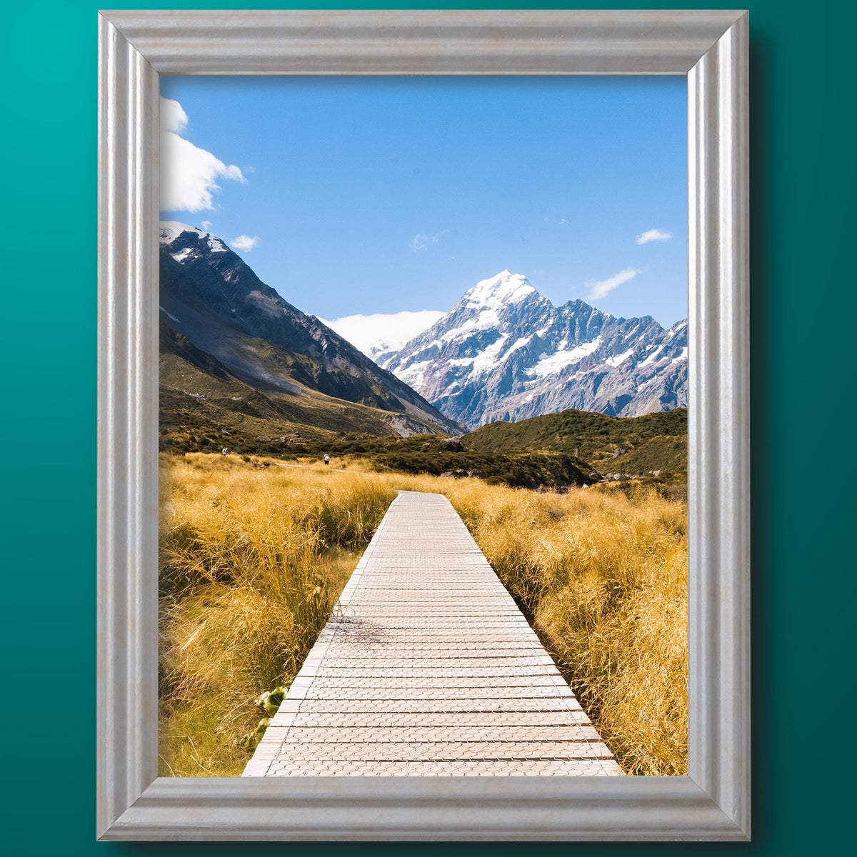 8x10 Cloud Silver Picture Frame Matted to 5x7, photo 3