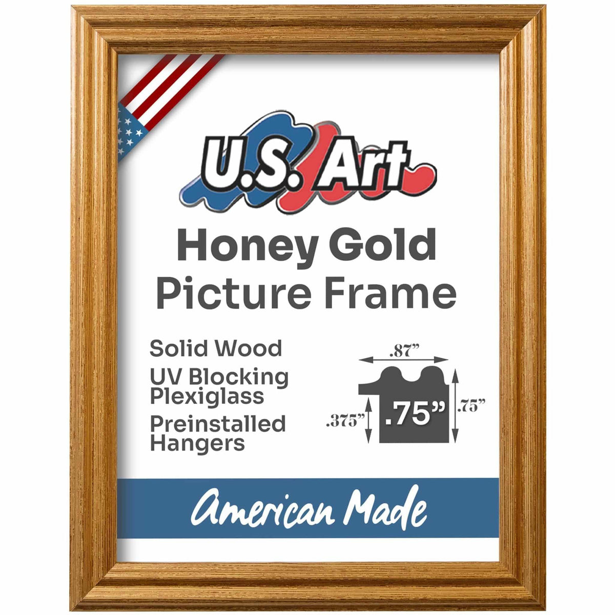 Honey Gold .75" Solid Wood Picture Frame