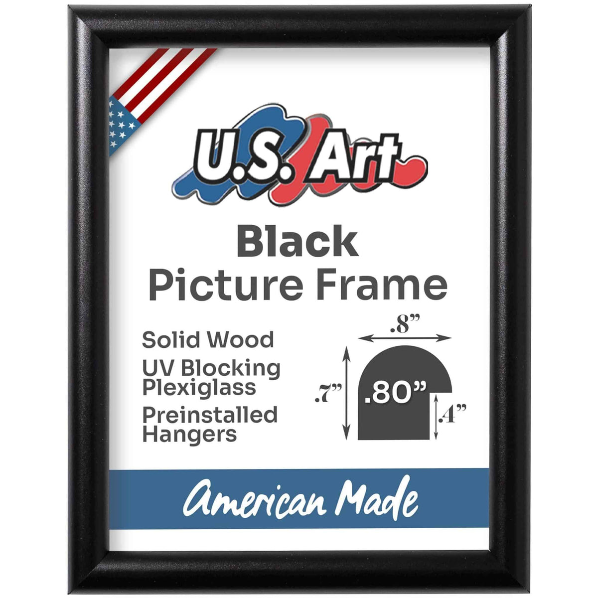 Black .80" Rounded Solid Wood Picture Frame