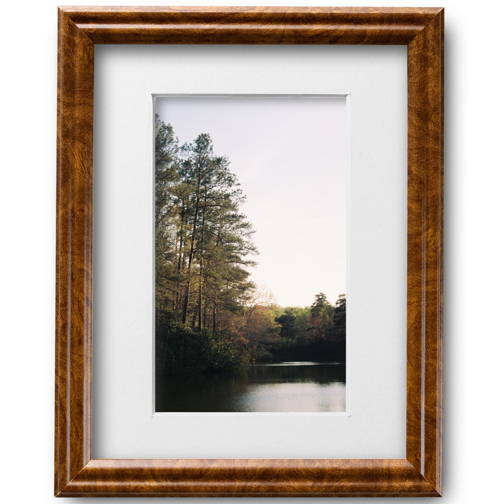 8x10 Brown Burl Picture Frame Matted to 5x7