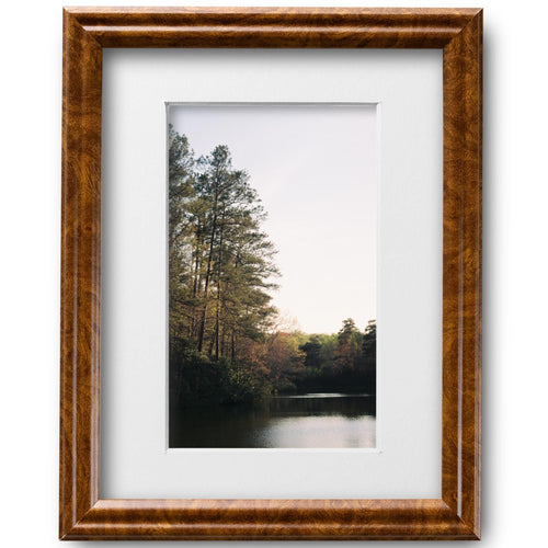 8x10 Brown Burl Picture Frame Matted to 5x7