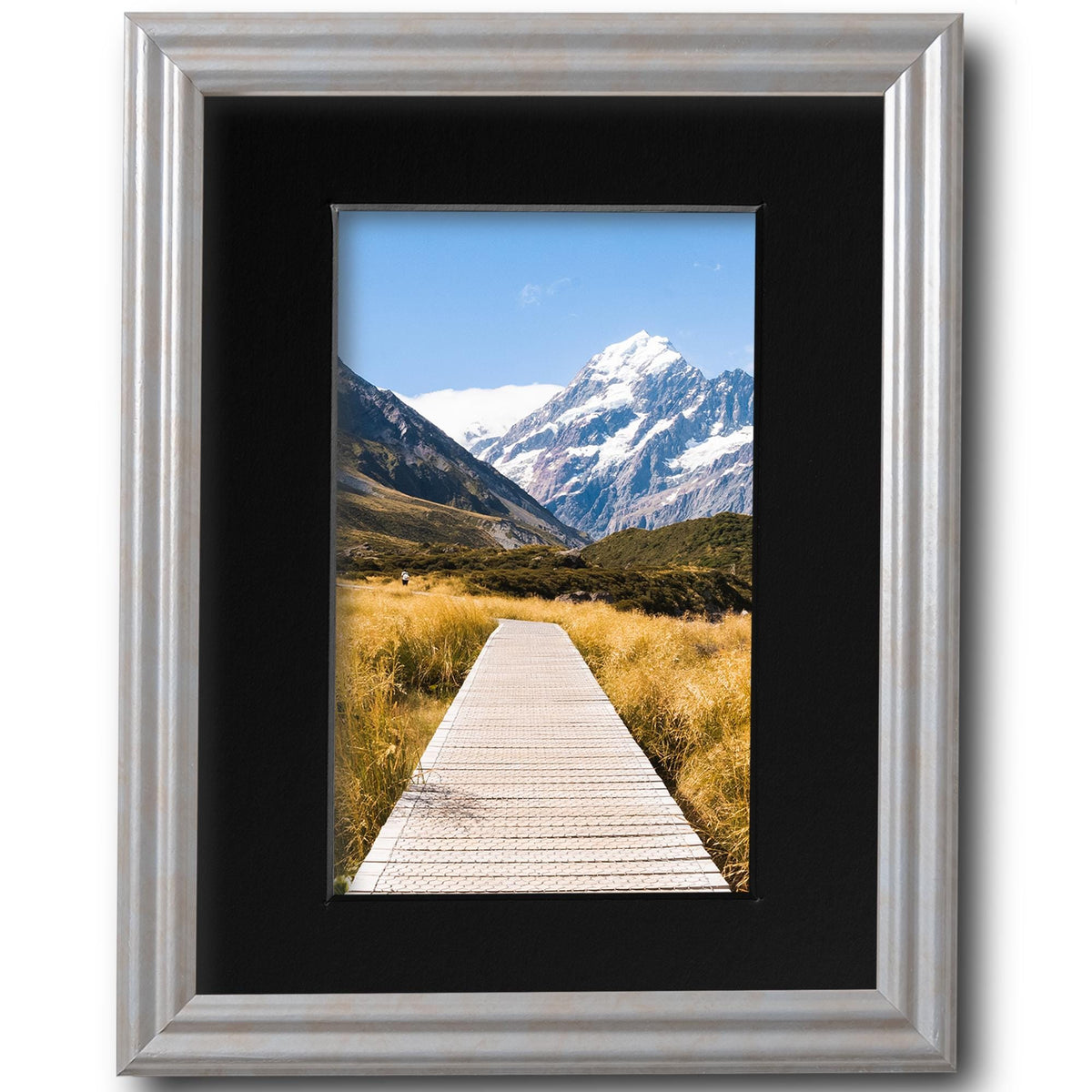 8x10 Cloud Silver Picture Frame Matted to 5x7, photo 2