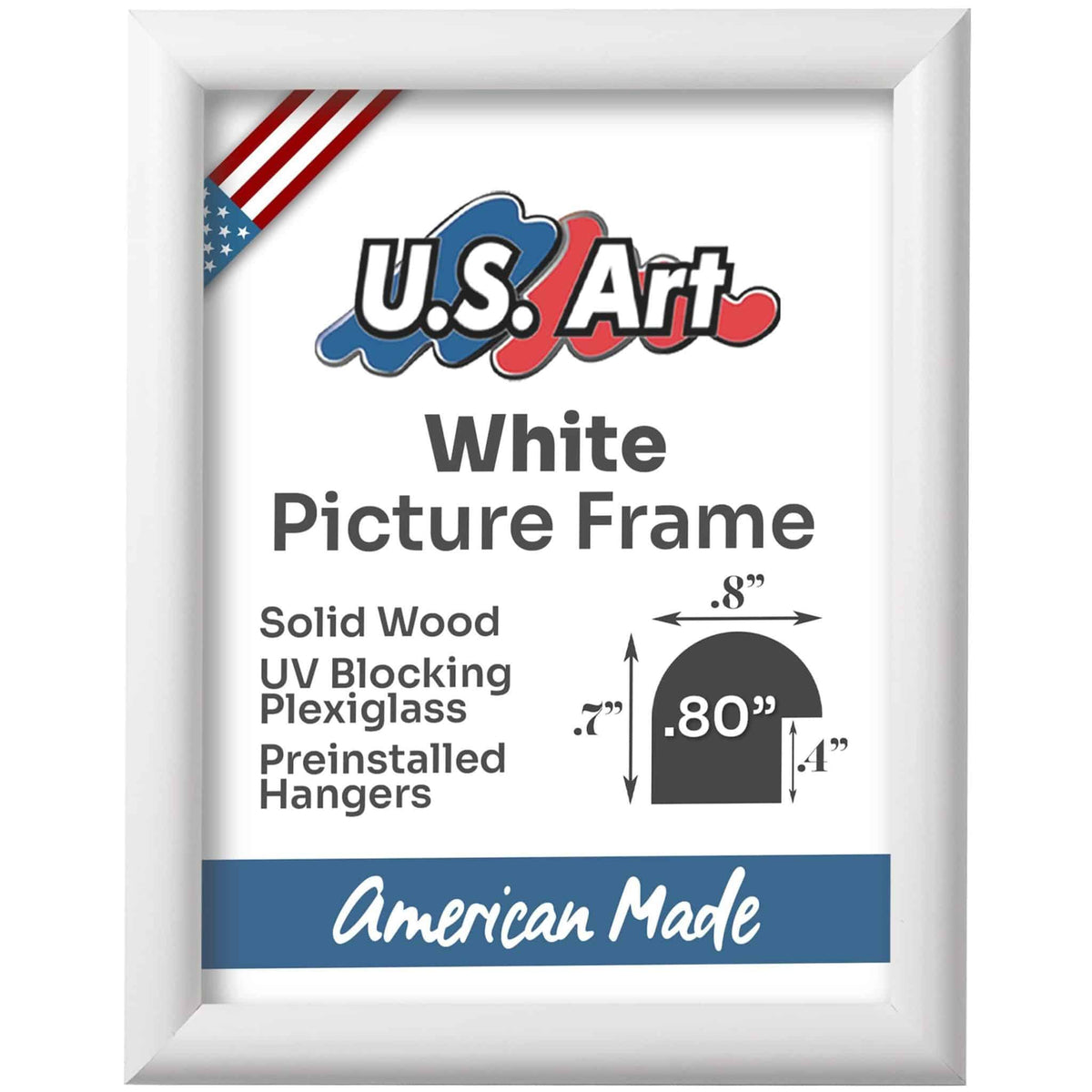 White .80" Rounded Solid Wood Picture Frame