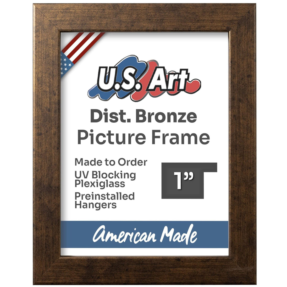 Vintage Rustic Bronze 1" Flat Picture Frame