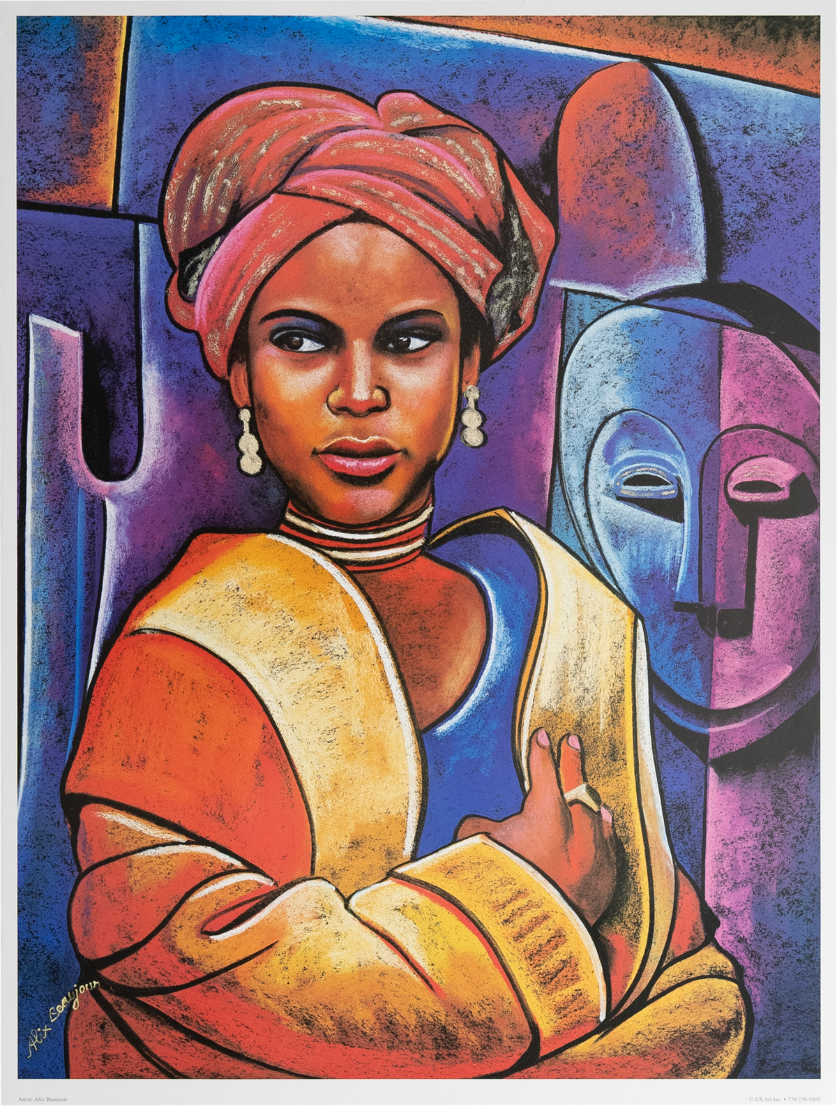 Lady With Mask by Alix Beaujour Art Print