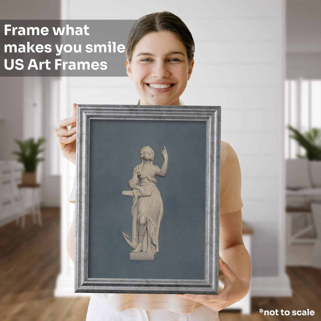 Vintage Antique Silver .75" Solid Wood Picture Frame, photo 5