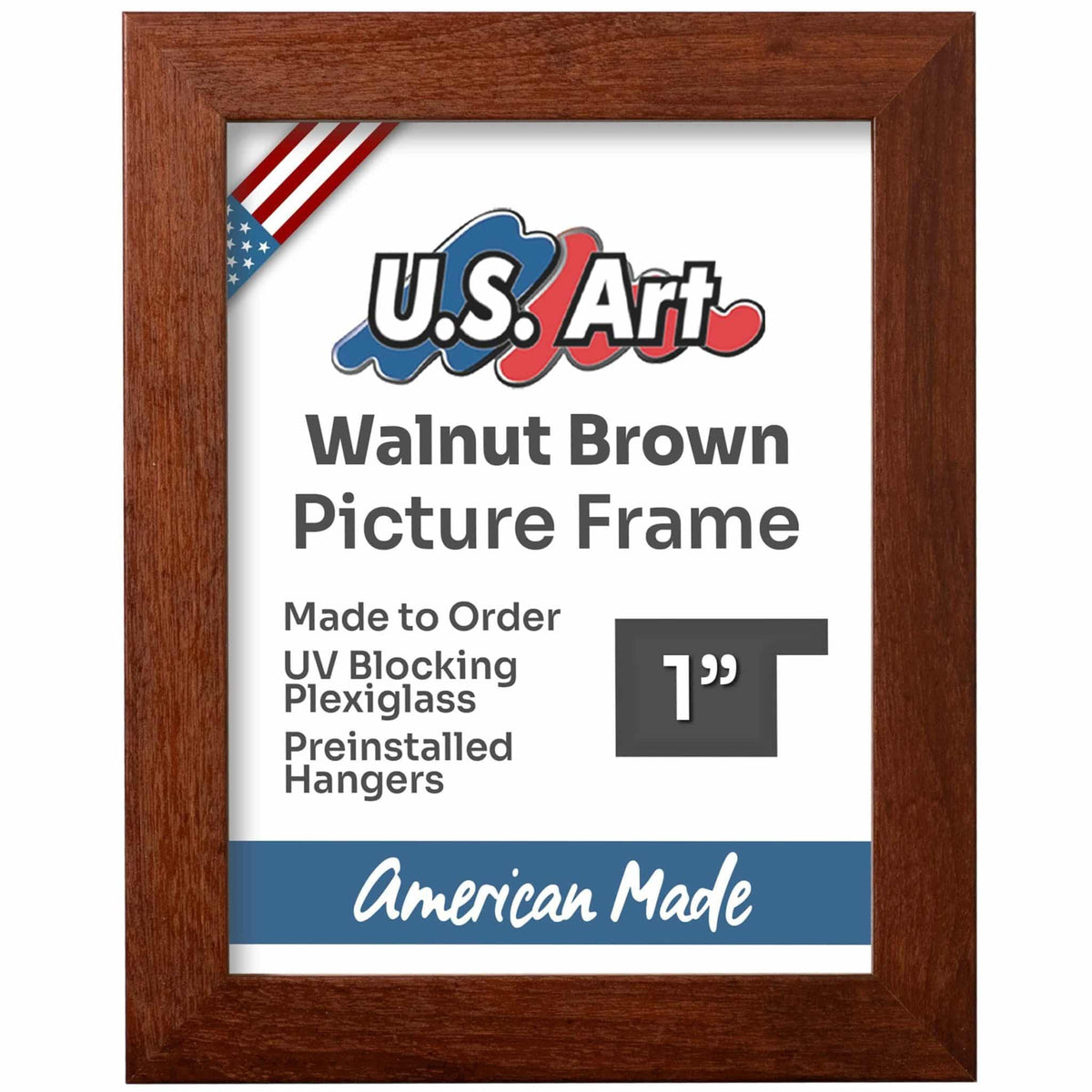 Country Walnut Brown 1" Flat Picture Frame