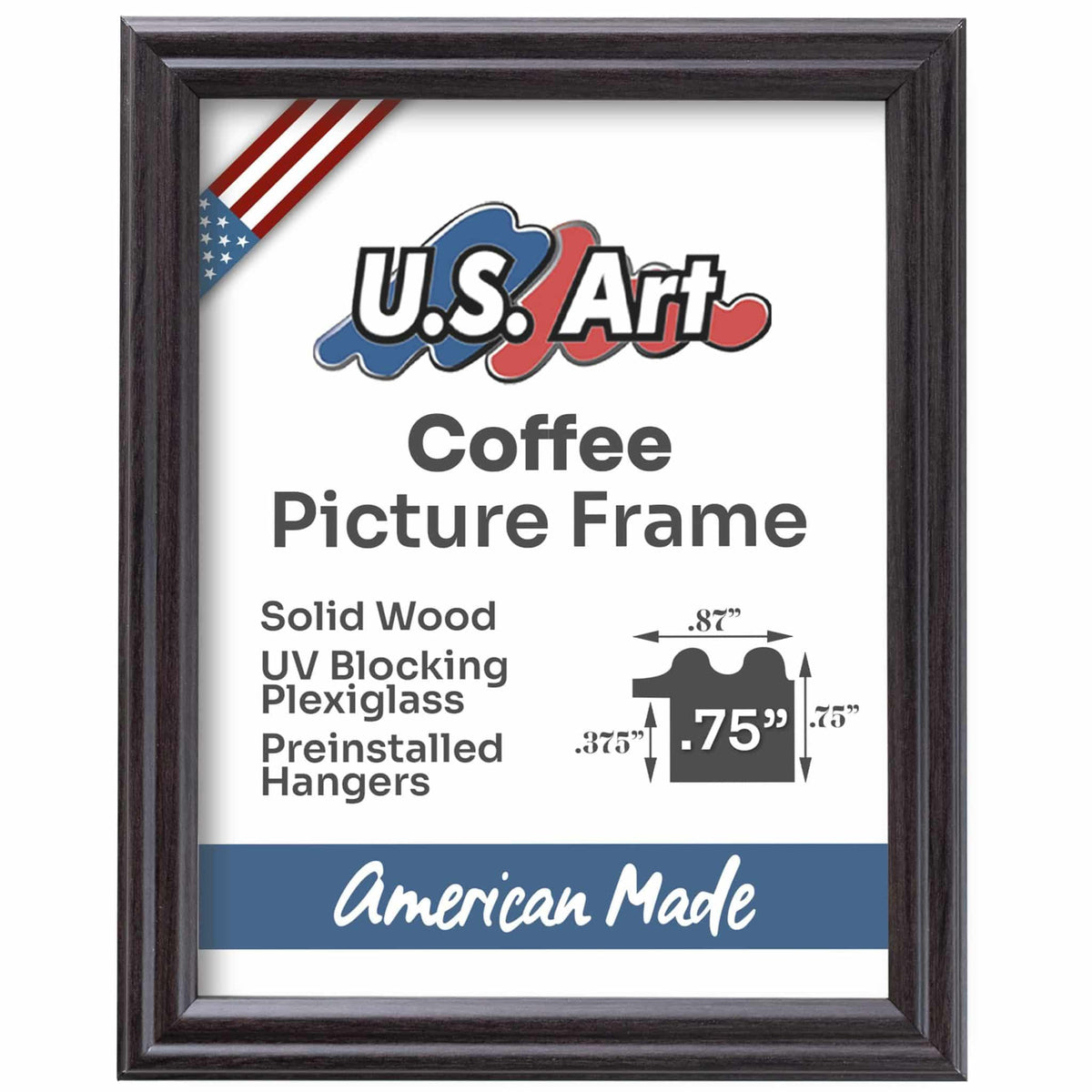 Coffee Brown .75" Solid Wood Picture Frame