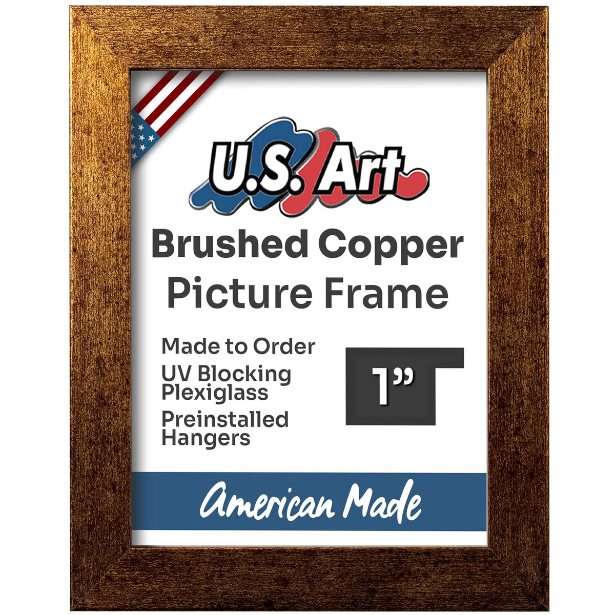 Brushed Copper 1" Flat Picture Frame