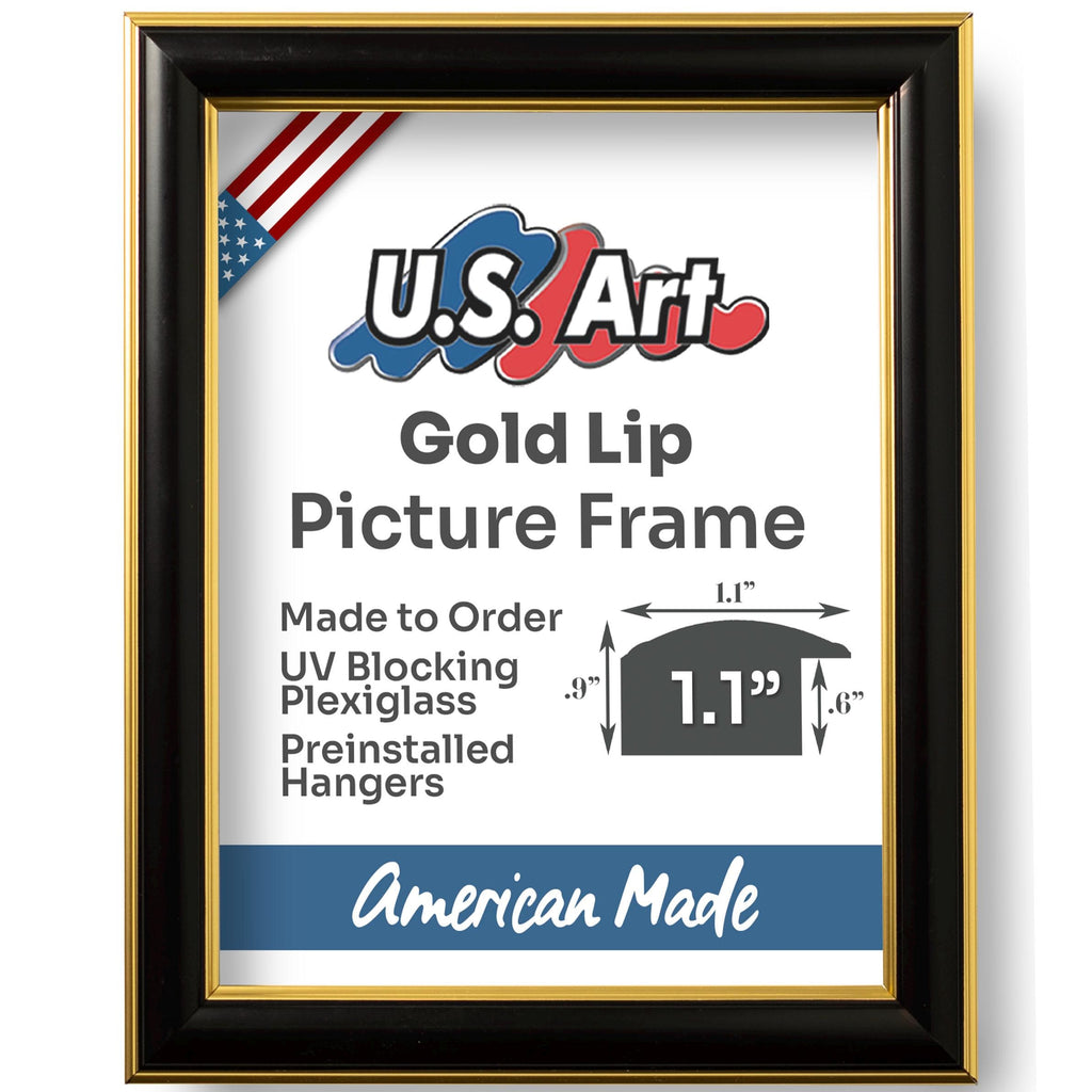 Gold Lip 1.1 inch black and gold picture frame