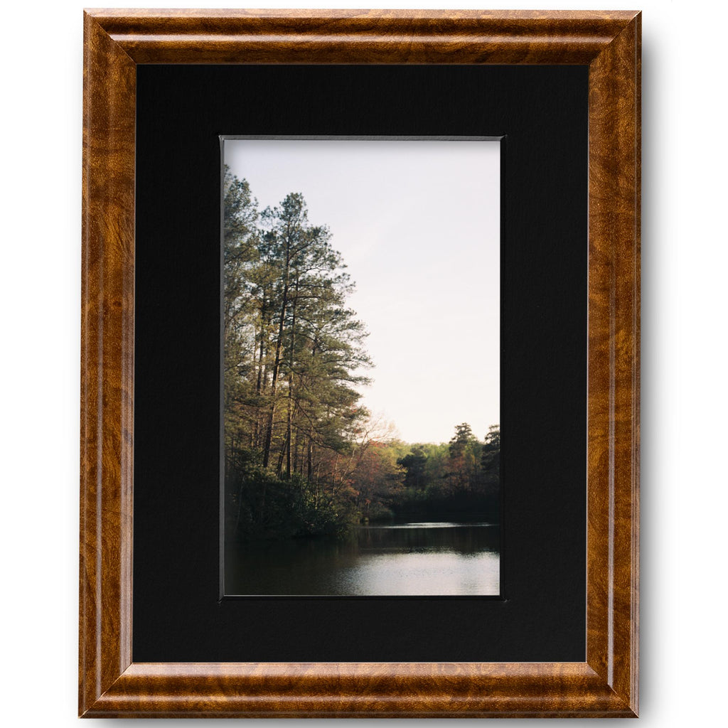 8x10 Brown Burl Picture Frame Matted to 5x7, photo 2