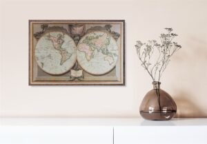 A New Map of the World, by Laurie + Whittle - 24x36 Art Poster Print for Wall, Home Decor