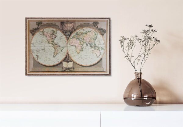 A New Map of the World, by Laurie + Whittle - 24x36 Art Poster Print for Wall, Home Decor