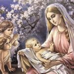 MOTHER MARY WITH BABY JESUS & ANGELS - 8x10 Inch