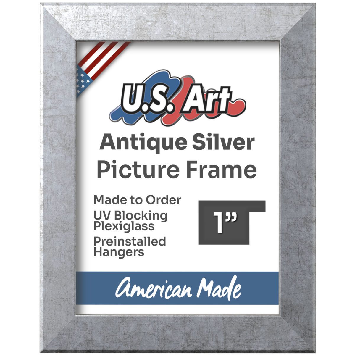 ANTIQUESILVER_Square_Insert - Antique Silver Antique Silver 1" Flat Picture Frame - Image 1