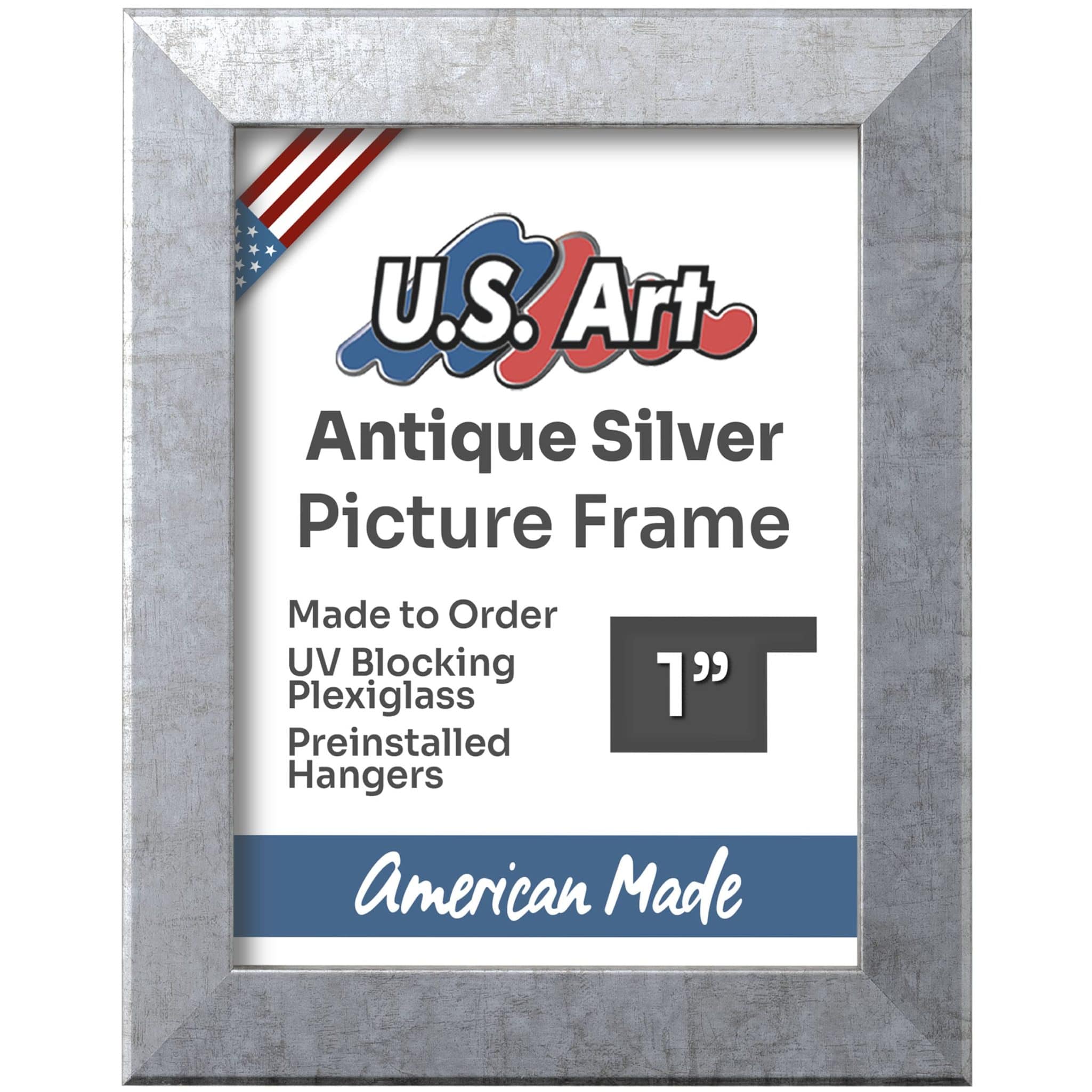 ANTIQUESILVER_Square_Insert - Antique Silver Antique Silver 1" Flat Picture Frame - Image 1