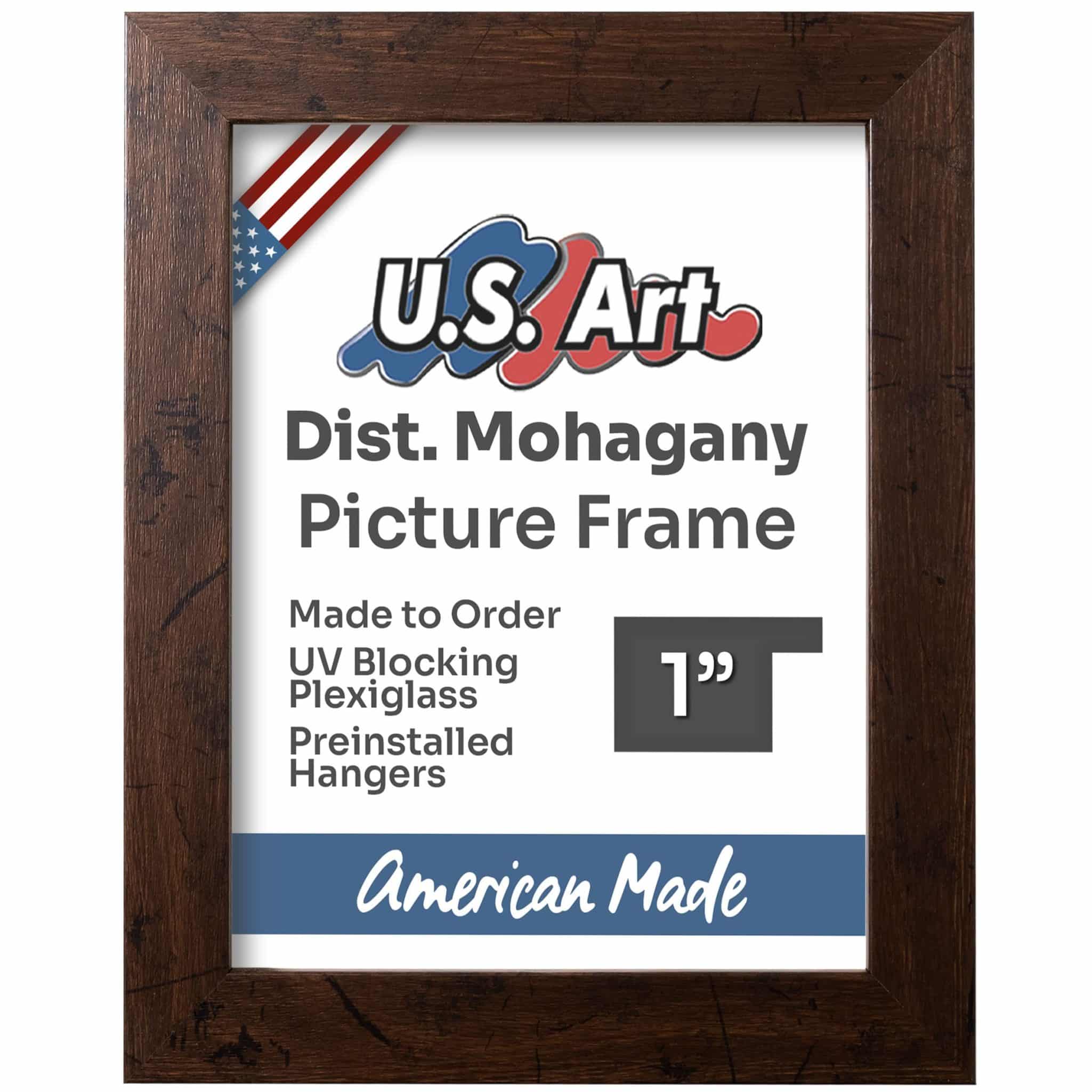 DISTRESSEDMOHAGANY_Square_Insert - Distressed Mohagany Distressed Mahogany 1" Flat Picture Frame - Image 1