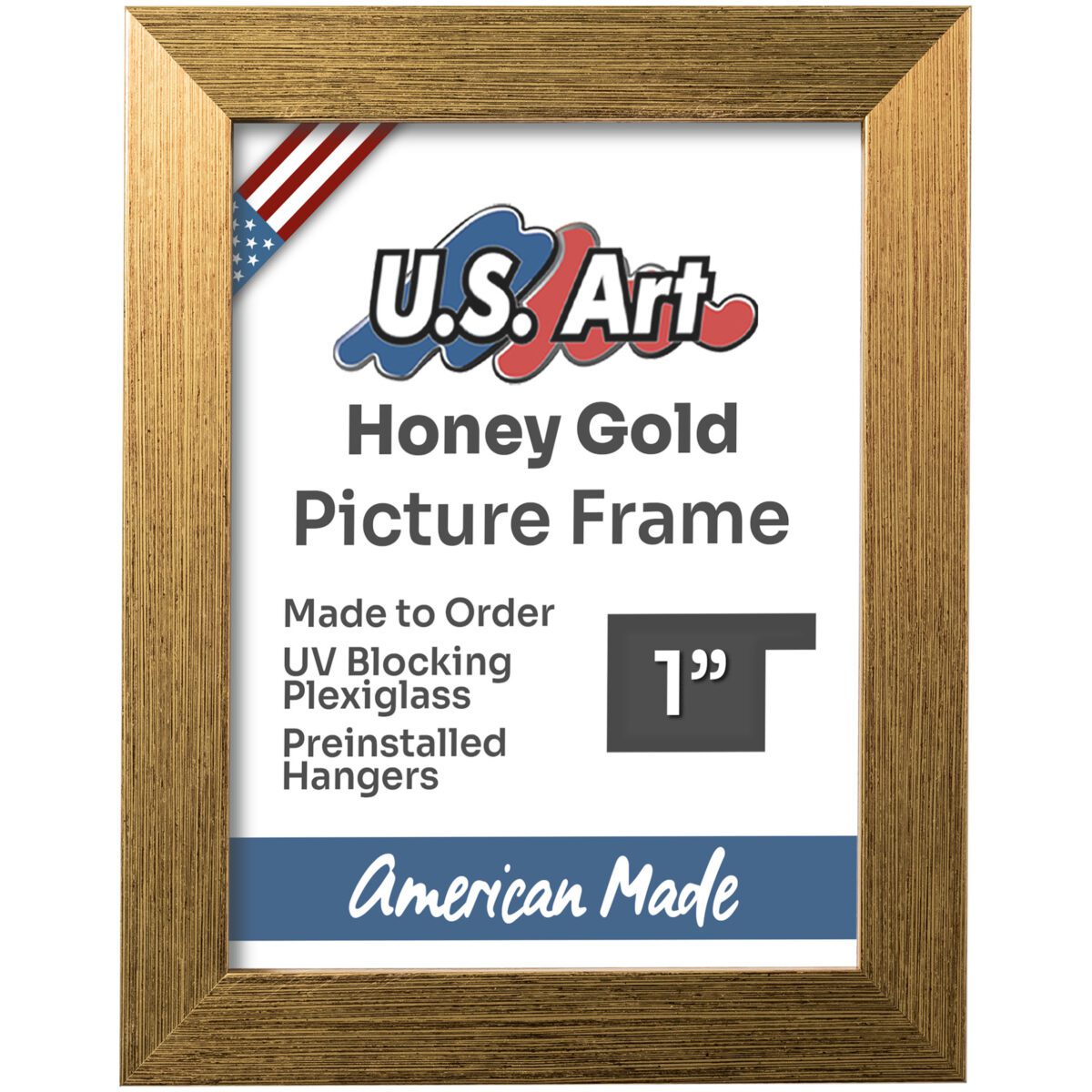 HONEYGOLD_Square_insert - Honey Gold Honey Gold 1" Flat Picture Frame - Image 1