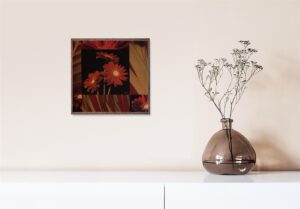 Crimson Gerberas, by Craven - 12x12 Art Poster Print for Wall, Home Decor