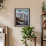 Bass harbor head Lighthouse, by Mirkovich - 24x30.5 Art Poster Print for Wall, Home Decor