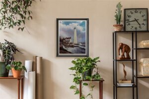 Bass harbor head Lighthouse, by Mirkovich - 24x30.5 Art Poster Print for Wall, Home Decor