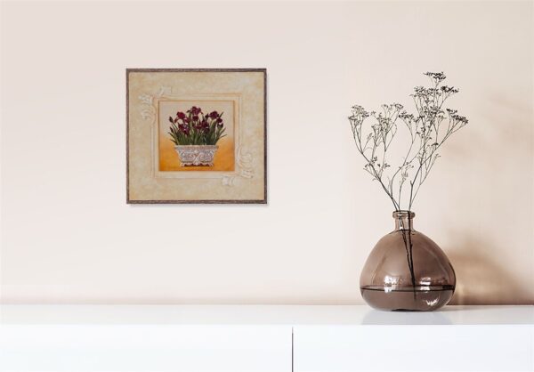 Red irises, by Gloria Eriksen - 16x16 Art Poster Print for Wall, Home Decor