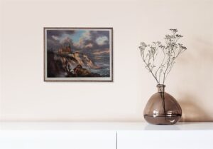 Block Island Lighthouse, by Reichardt - 24.5x30 Art Poster Print for Wall, Home Decor