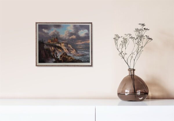 Block Island Lighthouse, by Reichardt - 24.5x30 Art Poster Print for Wall, Home Decor