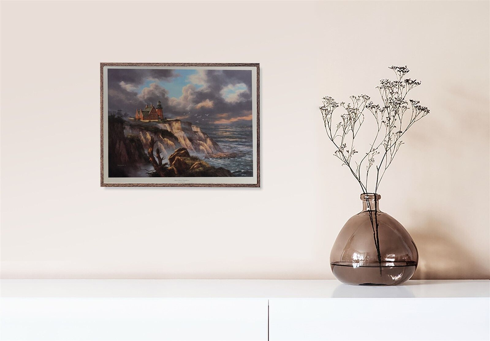 img 1 Block Island Lighthouse, by Reichardt - 24.5x30 Art Poster Print for Wall, Home Decor - Image 1