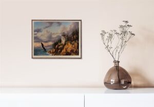 Bass harbor head Lighthouse, by Reichardy - 24.5x30 Art Poster Print for Wall, Home Decor