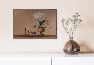 White Orchid Still Life, by Wilbur - 24x36 Art Poster Print for Wall, Home Decor