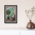 Monkey & Orange Tree, by Kruskamp - 13x17 Art Poster Print for Wall, Home Decor