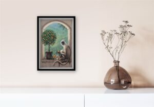 Monkey & Orange Tree, by Kruskamp - 13x17 Art Poster Print for Wall, Home Decor