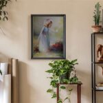 Little Girl + Dove, by Birkenstock - 11x14 Art Poster Print for Wall, Home Decor