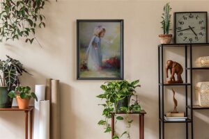 Little Girl + Dove, by Birkenstock - 11x14 Art Poster Print for Wall, Home Decor