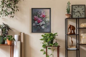 Hummingbirds With Flowers I - 11x14 Art Poster Print for Wall, Home Decor