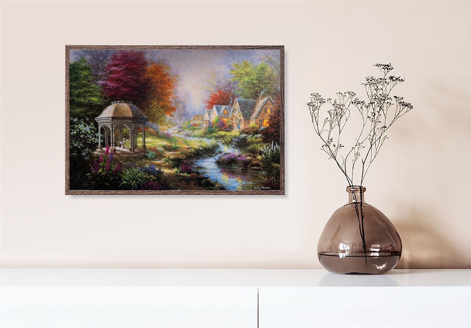 img 111 Gazebo Village, by Boehne - 24x36 Art Poster Print for Wall, Home Decor - Image 1