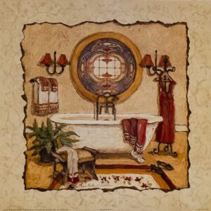 Art Deco Bath I+II, by Olson - 12x12 Art Poster Print for Wall, Home Decor - Image 2
