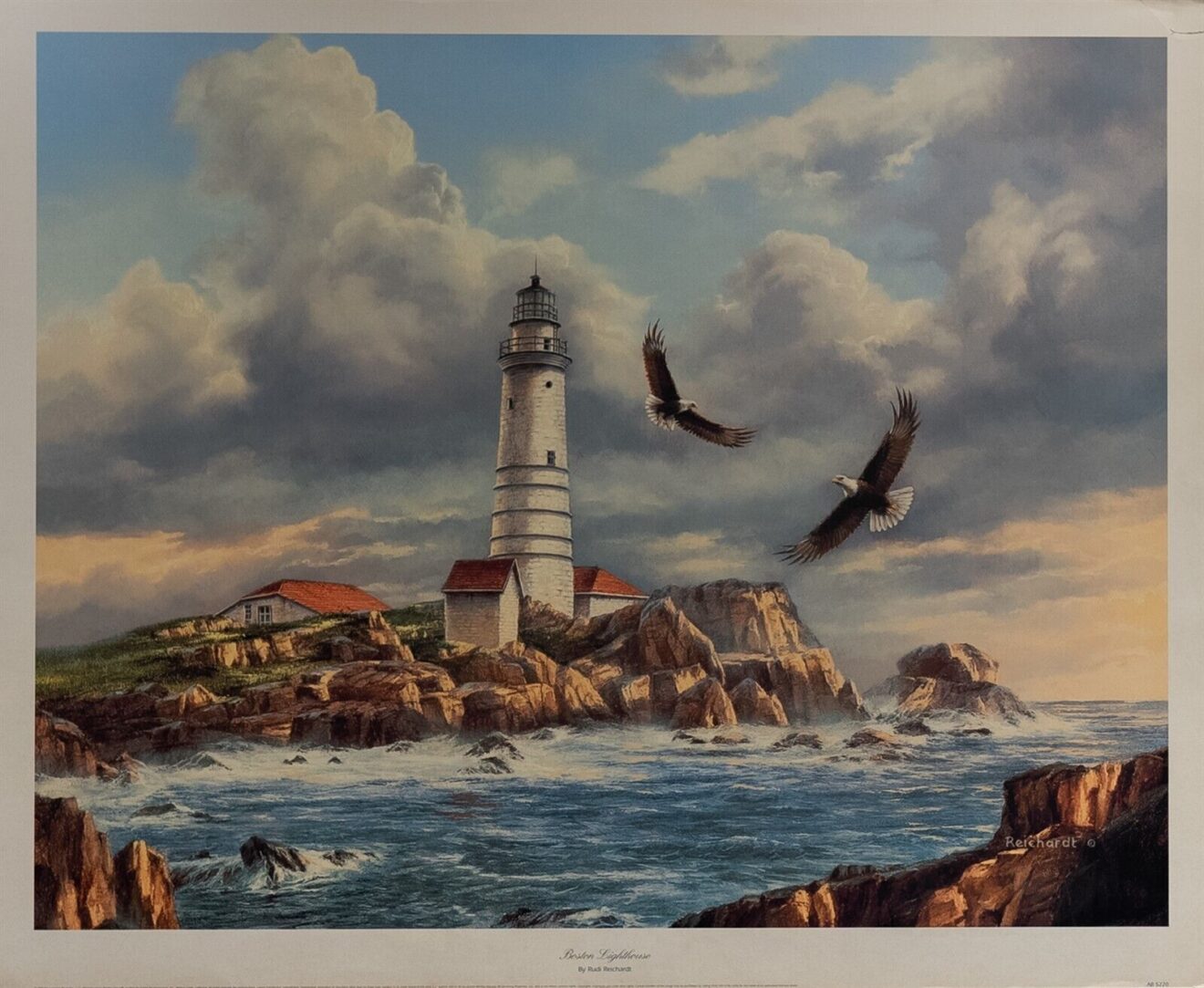 Boston Lighthouse, by Reichardt - 24.5x30 Art Poster Print for Wall, Home Decor - Image 2