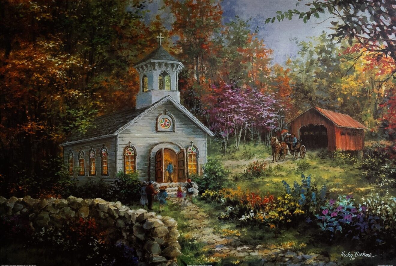 Worship in the Country, by Boehne - 24x36 Art Poster Print for Wall, Home Decor - Image 2