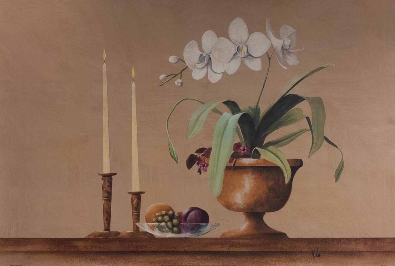 White Orchid Still Life, by Wilbur - 24x36 Art Poster Print for Wall, Home Decor - Image 2