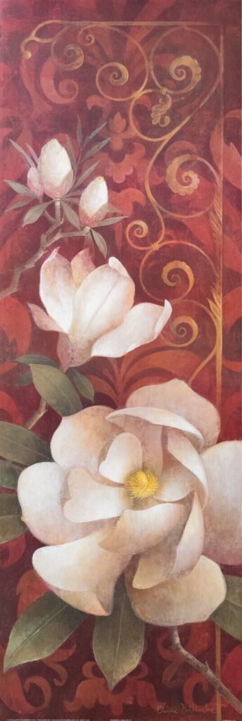 Magnolia Melody II, by Elaine Vollhardt - 12x36 Art Poster Print for Wall, Home Decor - Image 2