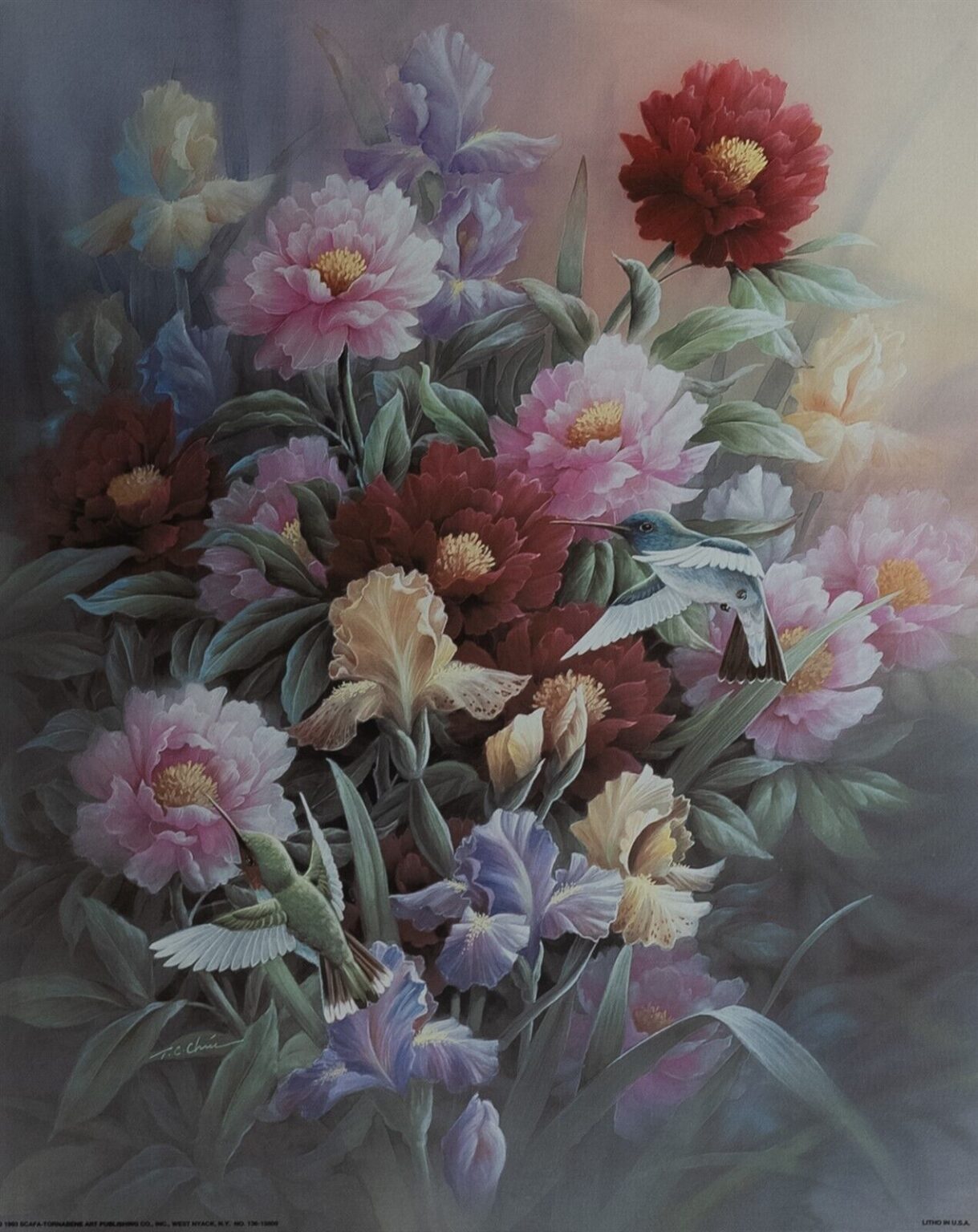 Hummingbirds With Flowers II - 11x14 Art Poster Print for Wall, Home Decor - Image 2