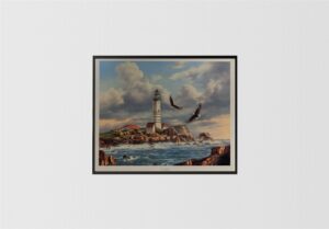Boston Lighthouse, by Reichardt - 24.5x30 Art Poster Print for Wall, Home Decor - Image 3