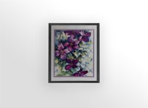 Purple Flowers on Fence - 11x14 Art Poster Print for Wall, Home Decor - Image 3