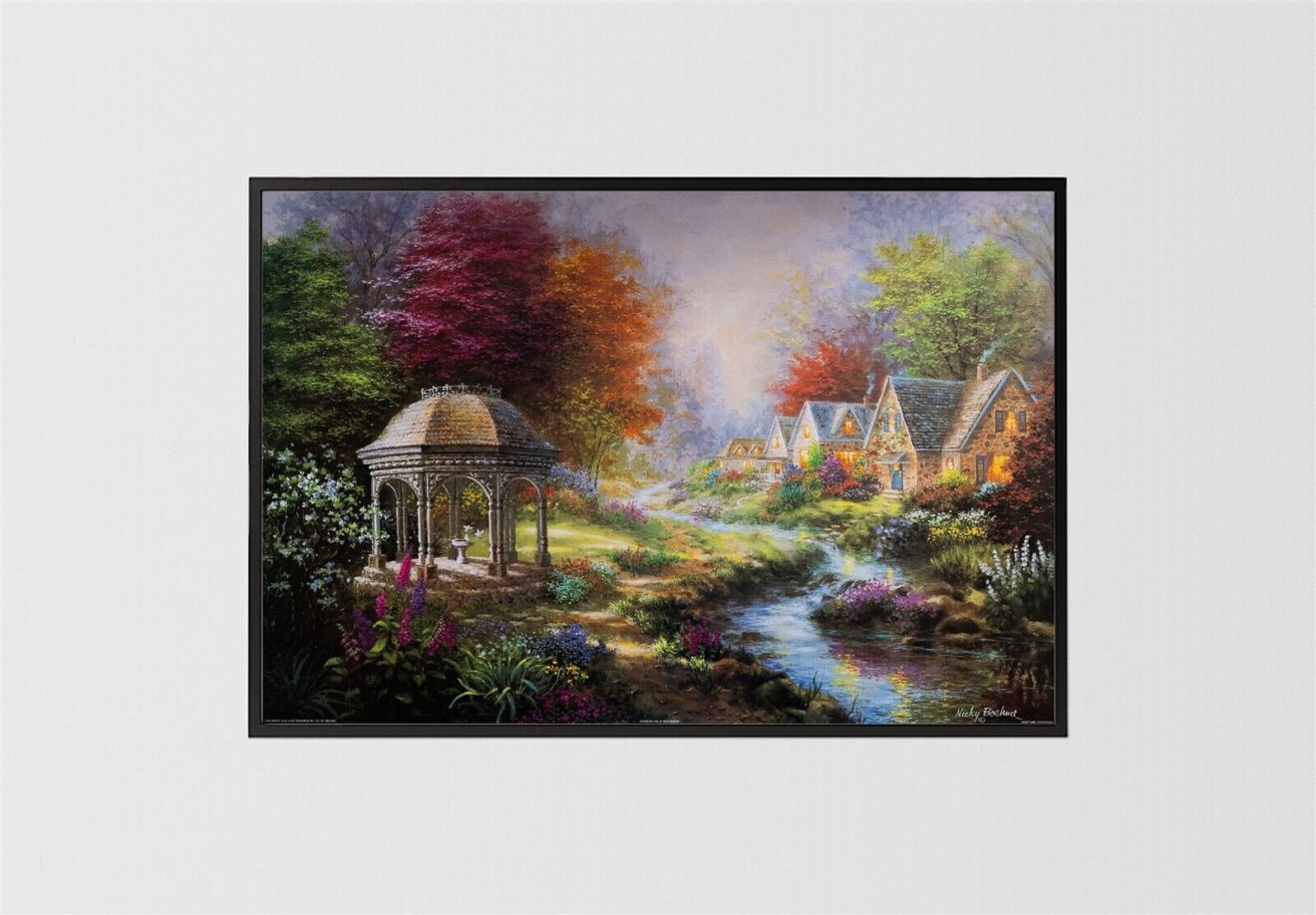 Gazebo Village, by Boehne - 24x36 Art Poster Print for Wall, Home Decor - Image 3
