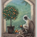 Monkey & Orange Tree, by Kruskamp - 13x17 Art Poster Print for Wall, Home Decor