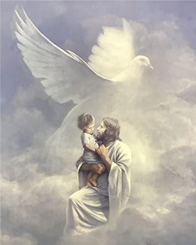 4186sznpvrl-ac-1 JESUS WITH BABY & DOVE - 8x10 Inch - Image 1