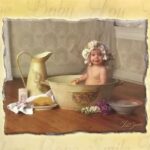 BABY IN TUB - 8x10 Inch