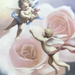 TWO ANGELS WITH ROSES - 8x10 Inch
